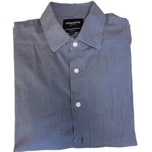 Bonobos Everyday Dress Shirt Navy Plum Micro Gingham - Large Short Standard Fit